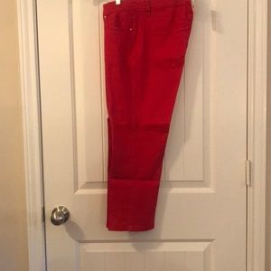 White House Black Market Contour Slim Crop Pants 10 Flame Red